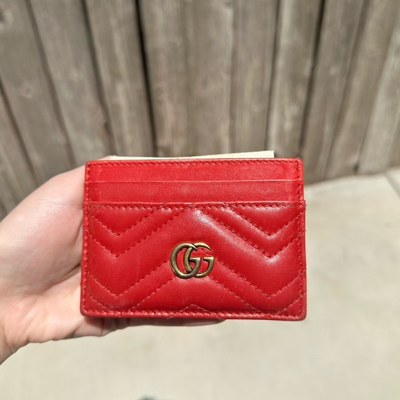 Gucci Red Leather Card Holder - Picture 1 of 3